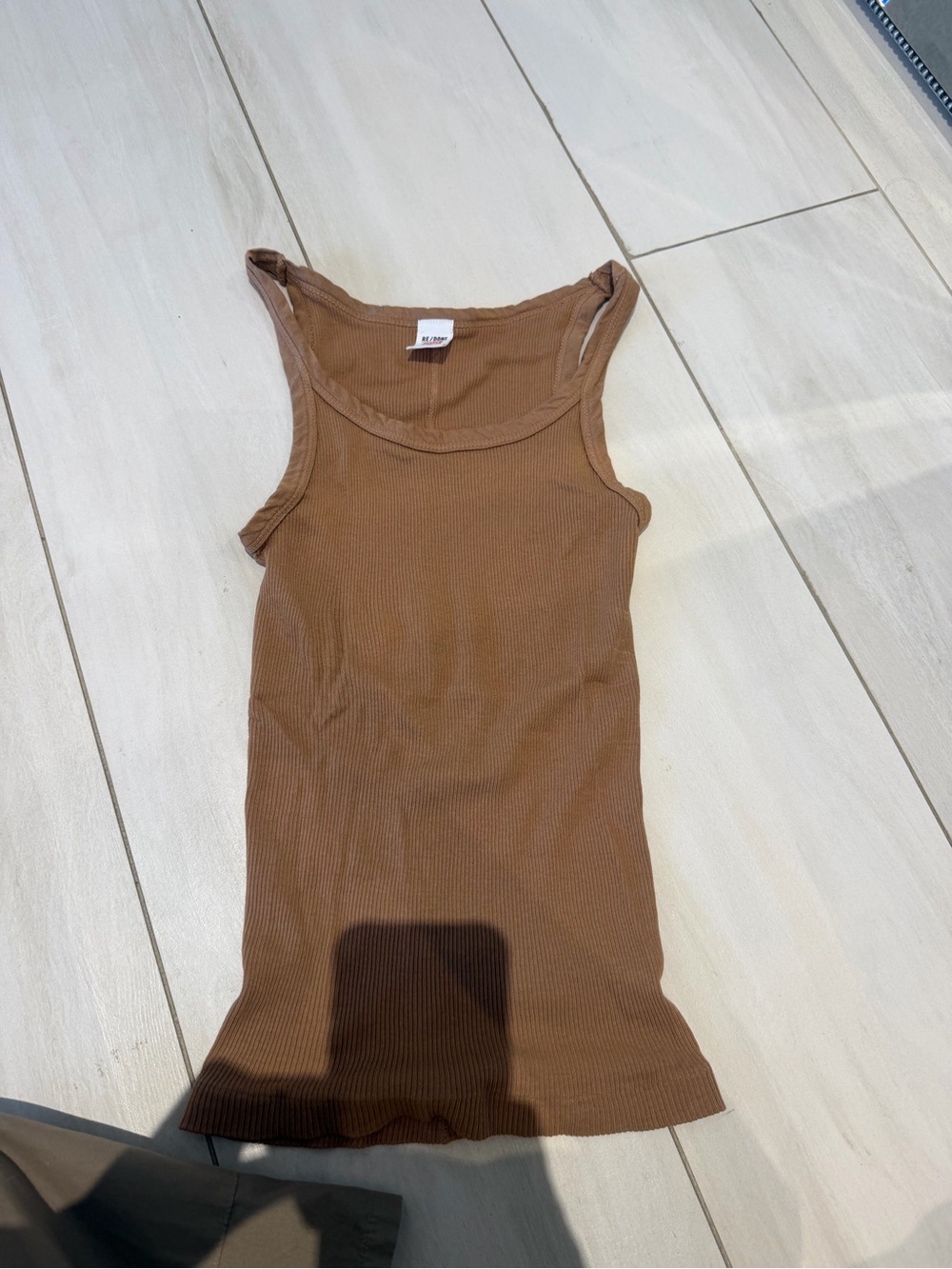 Re/Done x Hanes Brown Ribbed Tank Top